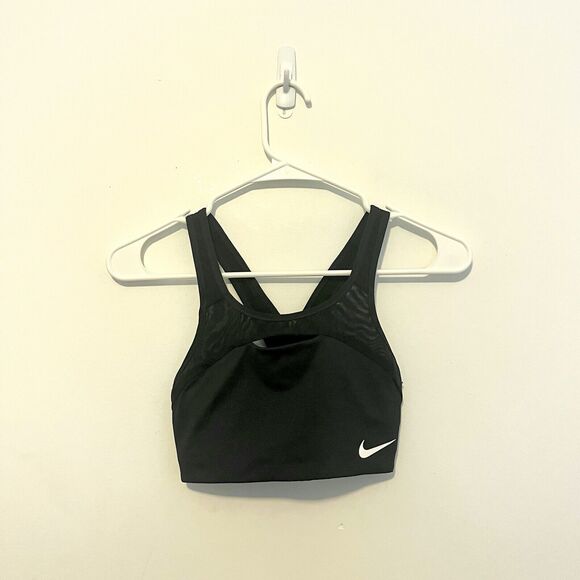 Nike Classic Swoosh Medium Support Sports Bra Activewear Black aq4422-010 Sz XS - Picture 1 of 3